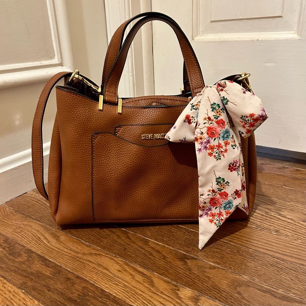 Steve Madden Brown Bag with Floral Scarf